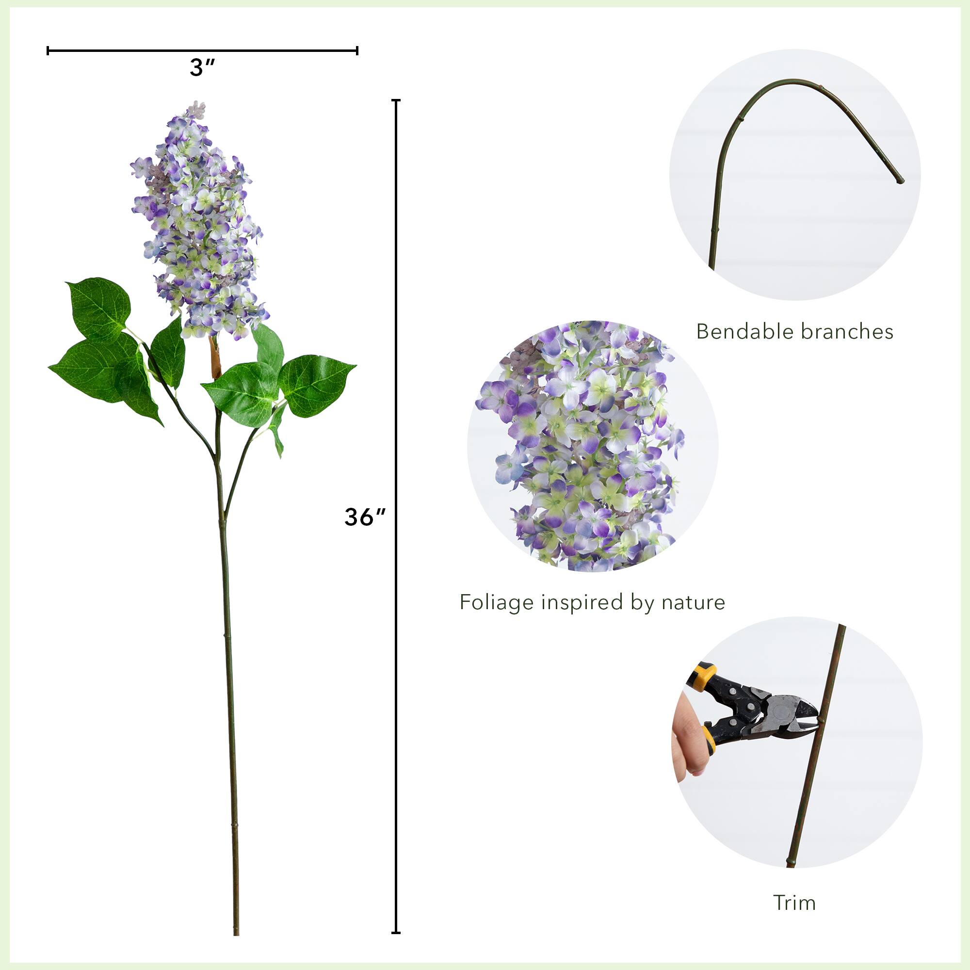 36" Purple Lilac Flower Stems, 3ct.